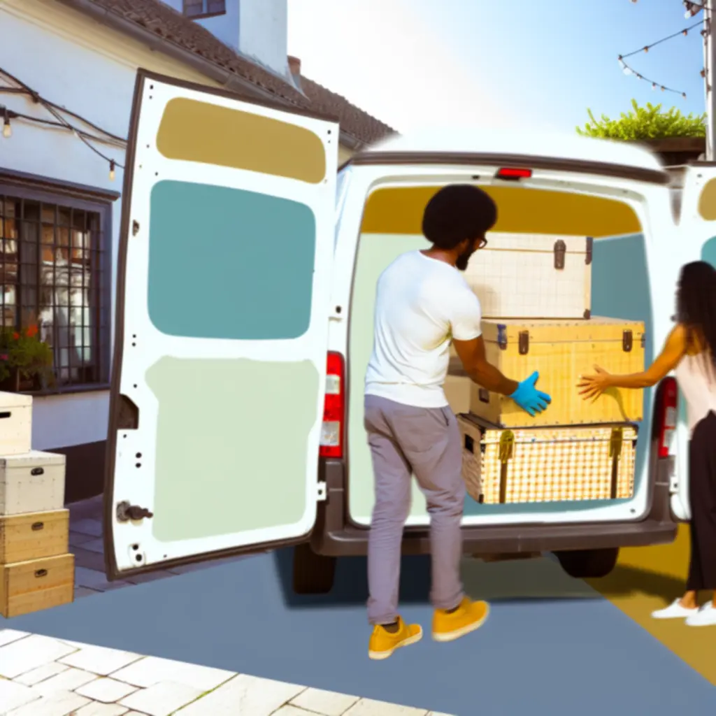 Light van being loaded with boxes