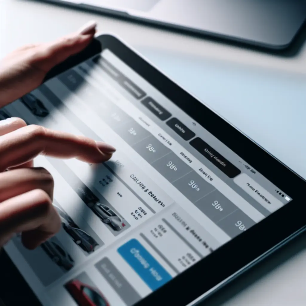 Customer reviewing car hire rate options on a tablet