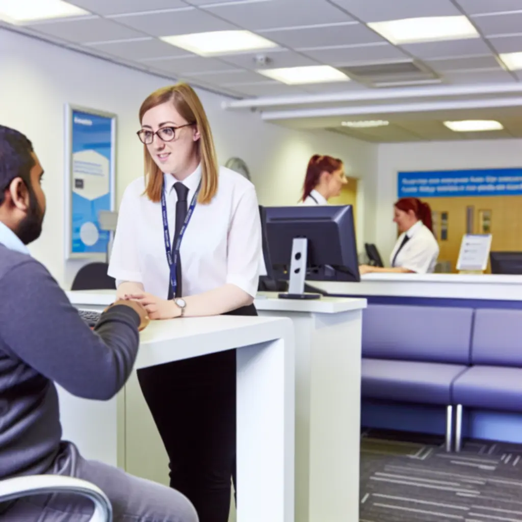 Customer being welcomed at the VIVO CARS LTD rental desk