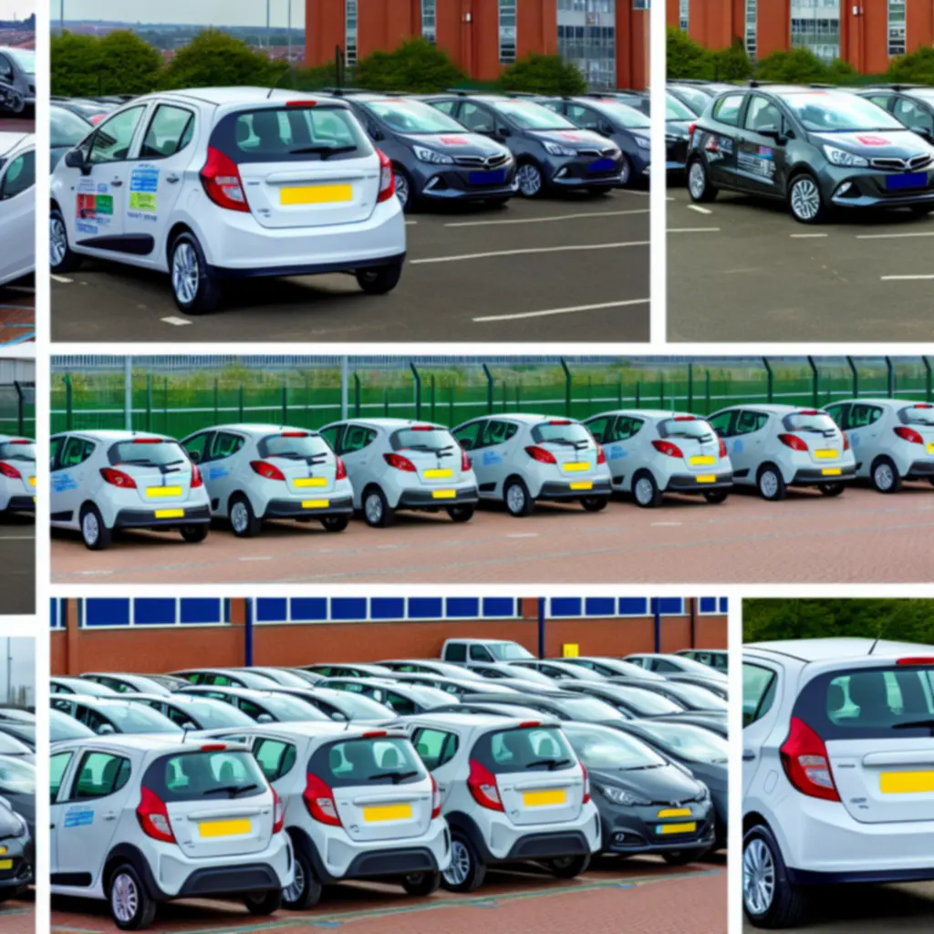 Selection of VIVO CARS LTD rental vehicles parked at the Birmingham facility